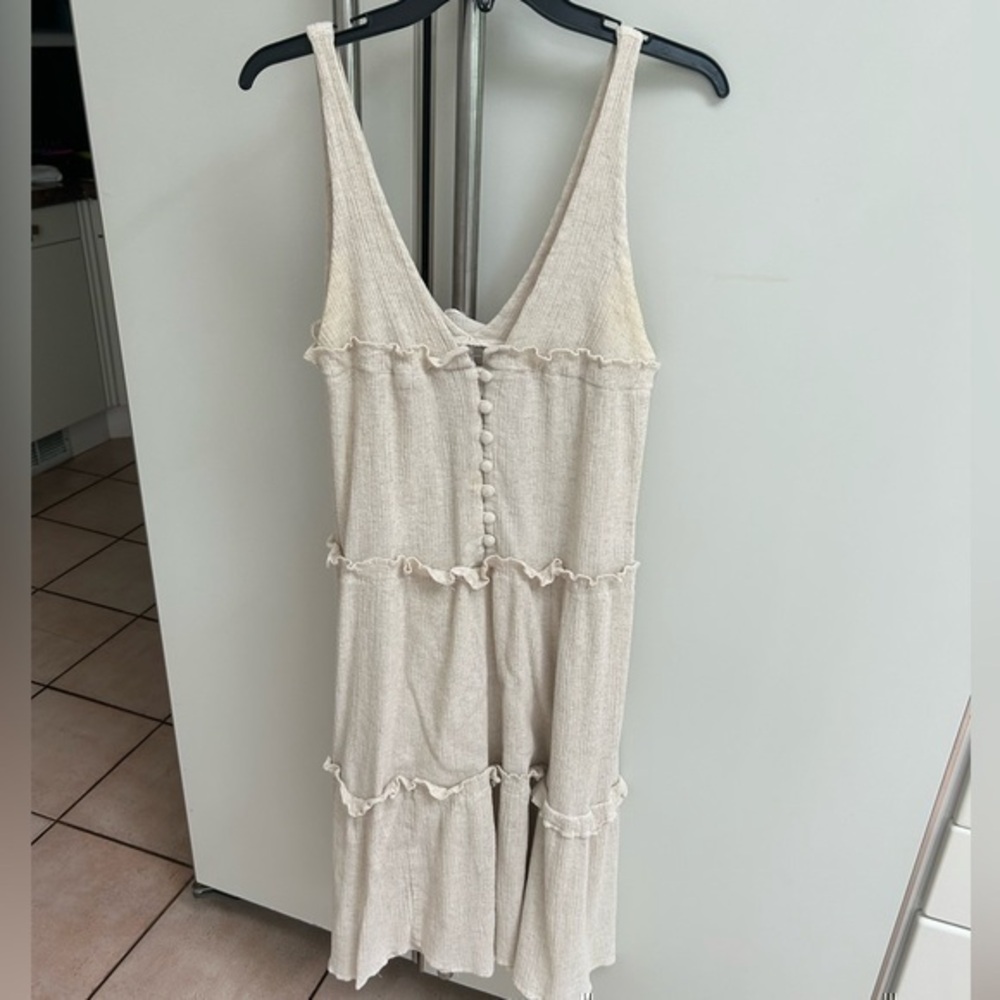ASOS Tiered Beige Cream Midi Dress Size 10